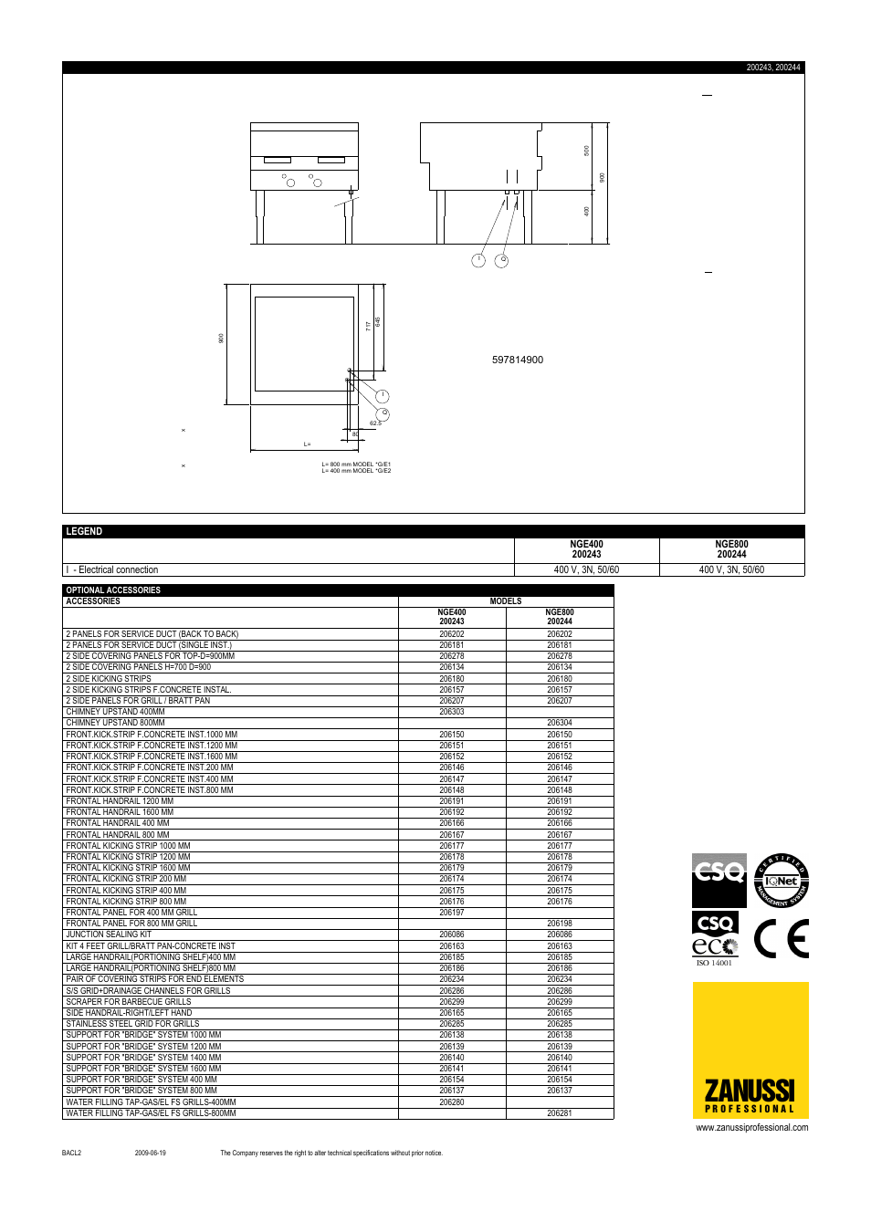 Zanussi | Electrolux NGE400 User Manual | Page 2 / 2