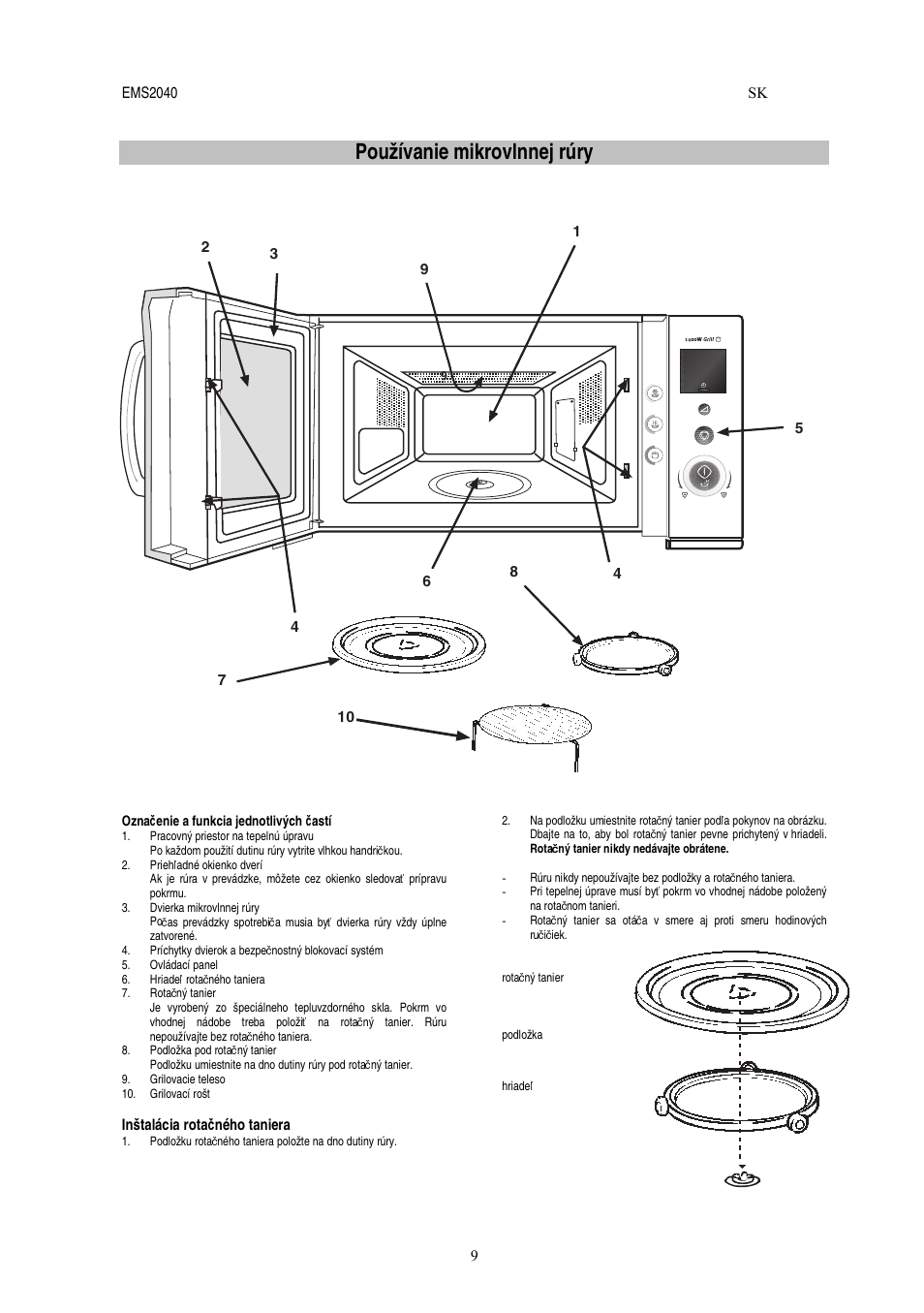 Používanie mikrovlnnej rúry | Electrolux EMS2040 User Manual | Page 135 / 191