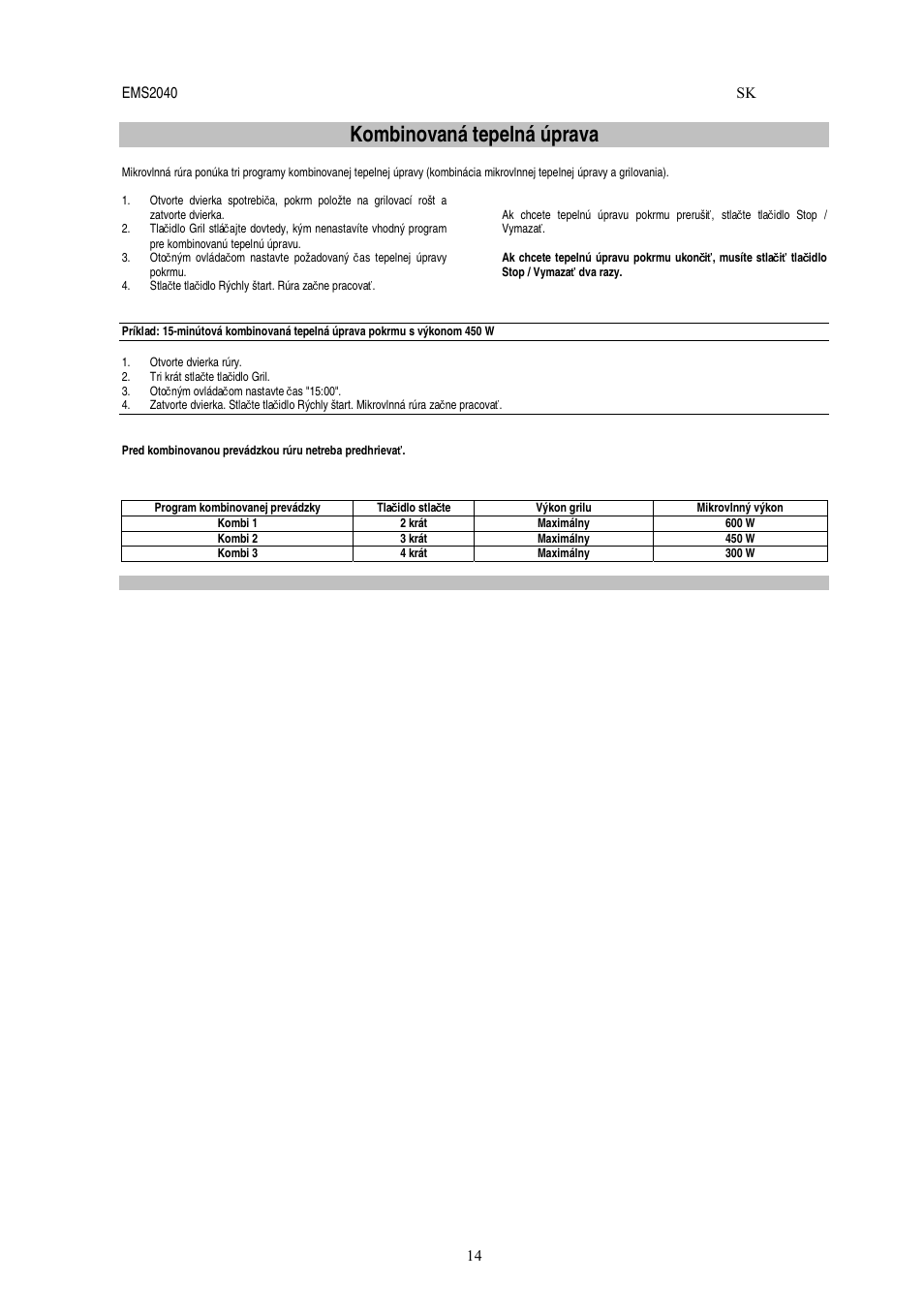 Kombinovaná tepelná úprava | Electrolux EMS2040 User Manual | Page 140 / 191
