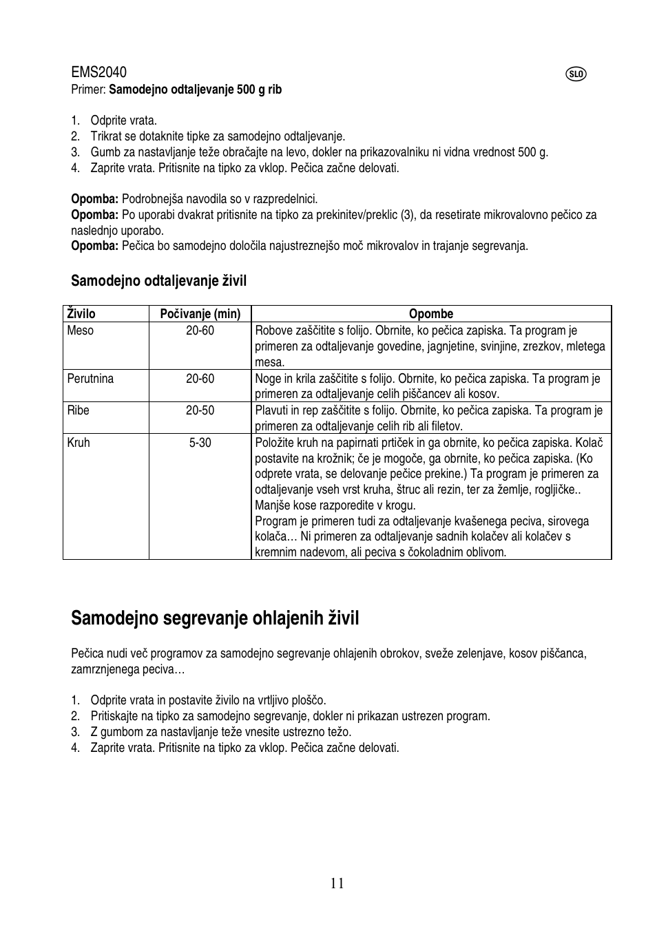 Samodejno segrevanje ohlajenih živil | Electrolux EMS2040 User Manual | Page 160 / 191