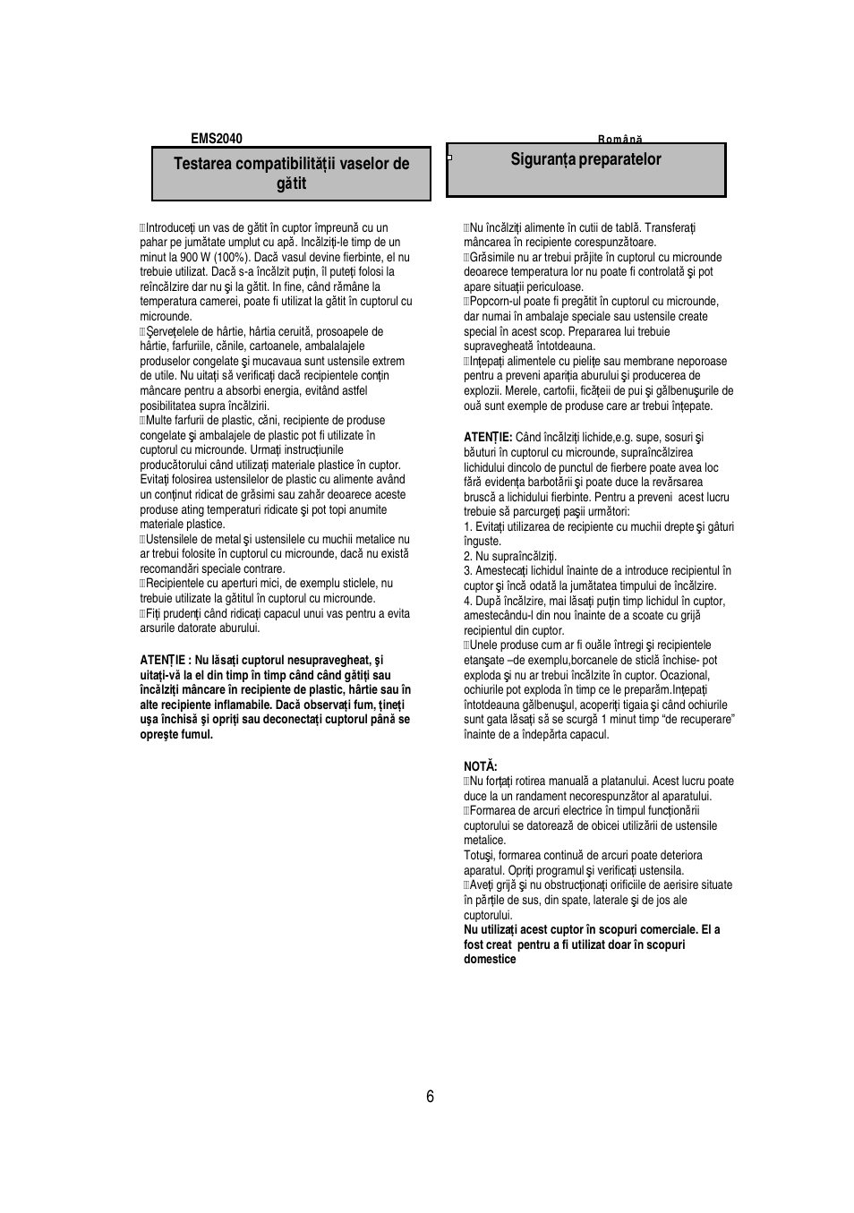 Siguran ţ a, Preparatelor, Testarea compatibilit ăţ ii vaselor de g ă tit | Electrolux EMS2040 User Manual | Page 171 / 191