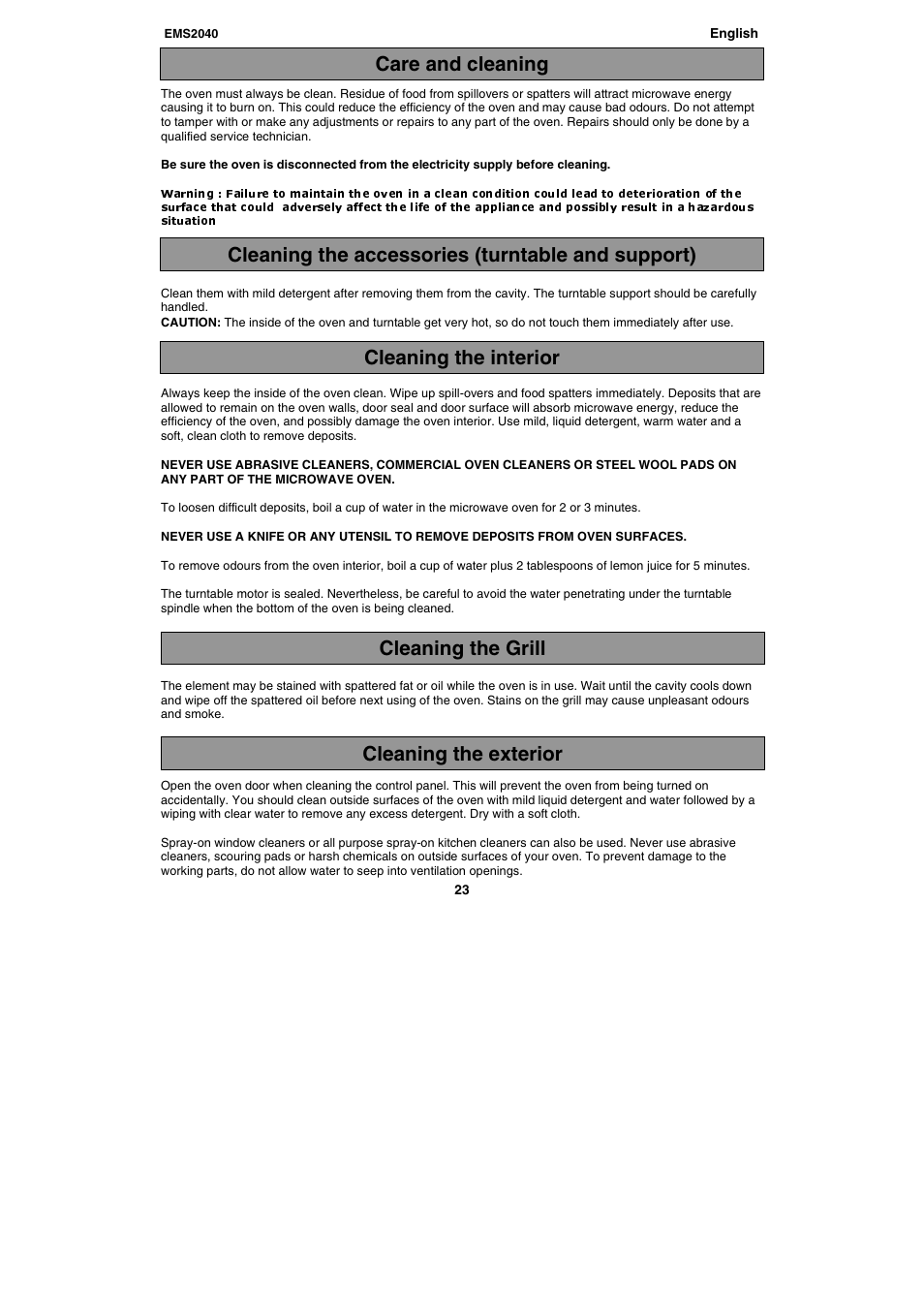 Electrolux EMS2040 User Manual | Page 23 / 191