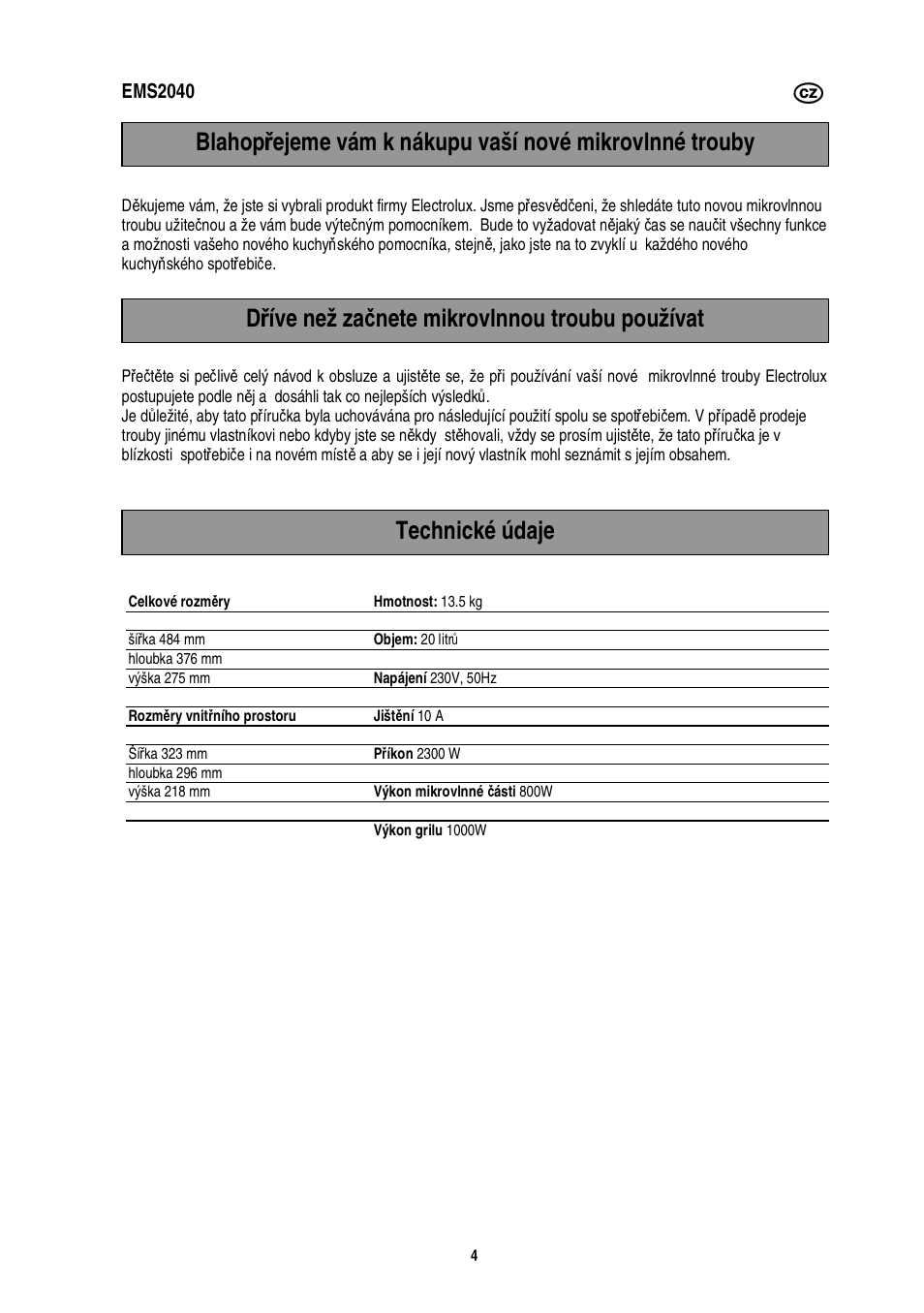 Electrolux EMS2040 User Manual | Page 68 / 191