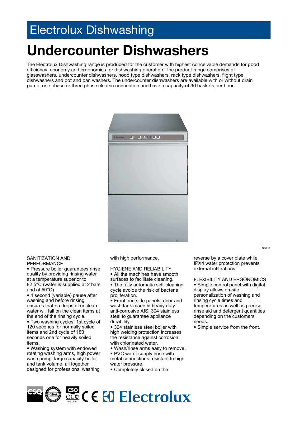 Electrolux Dishwashing 400064 User Manual | 3 pages