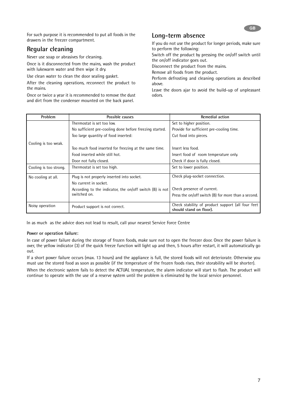 Regular cleaning, Long-term absence | Electrolux A 75100 GA3 User Manual | Page 7 / 16