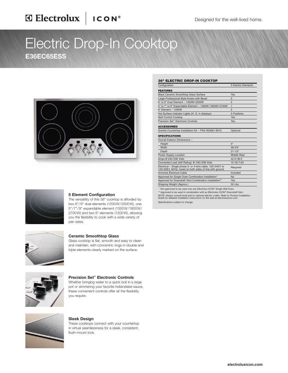 Electrolux E30DD75ESS User Manual | 3 pages