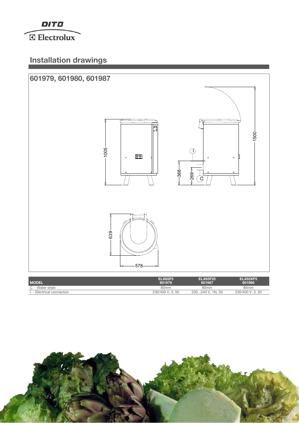 Installation drawings | Electrolux Dito ELX65F5 User Manual | Page 3 / 4