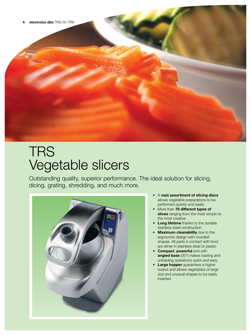 Trs vegetable slicers | Electrolux Dito TRS 45 User Manual | Page 4 / 12