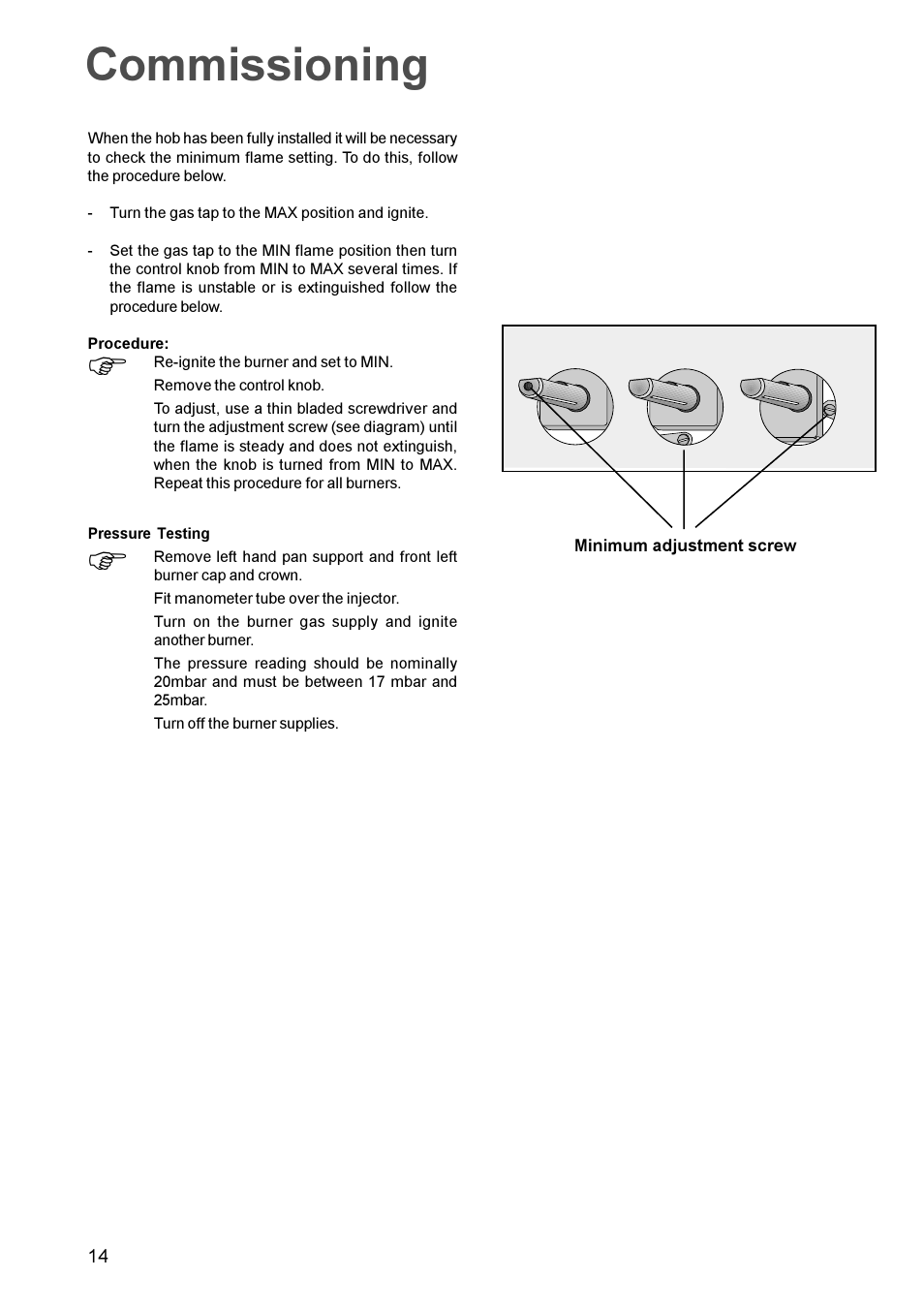Commissioning | Electrolux EHG 770 User Manual | Page 14 / 16