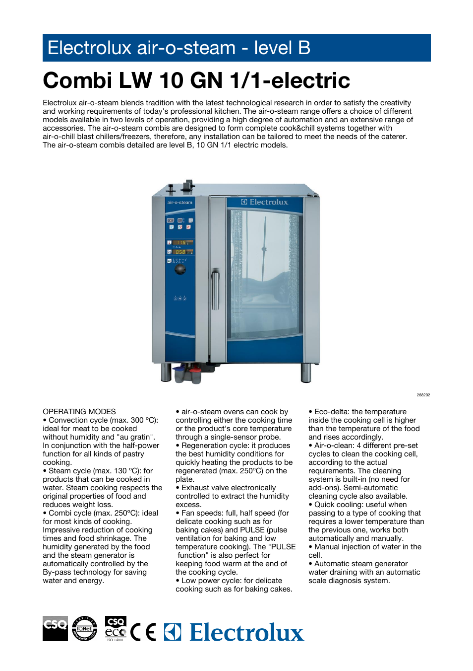 Electrolux Air-O-Steam  AOS101EBA2 User Manual | 4 pages