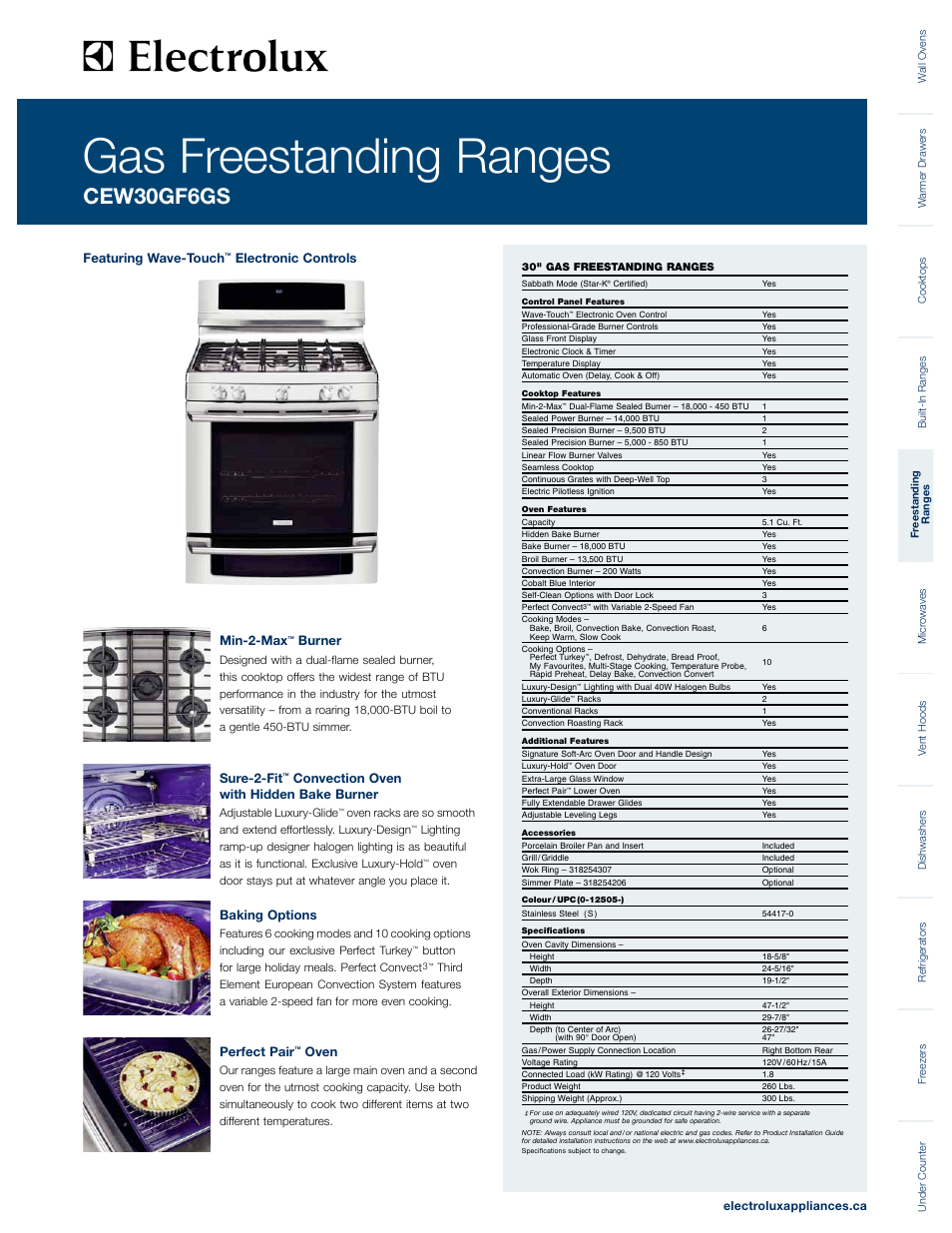 Electrolux CEW30GF6GS User Manual | 2 pages