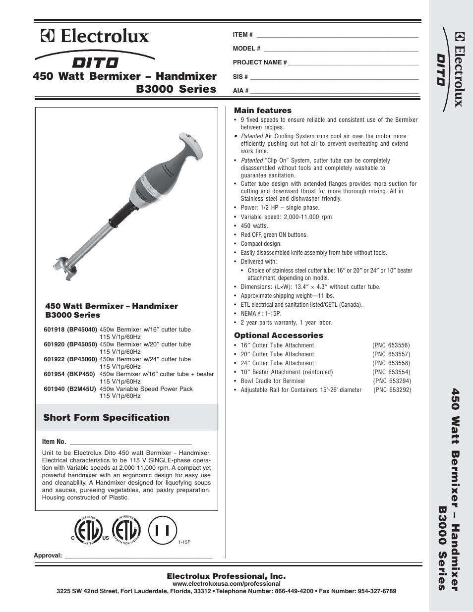 Electrolux Dito 601920 User Manual | 2 pages