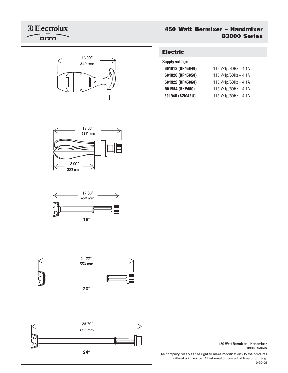 Electric | Electrolux Dito 601920 User Manual | Page 2 / 2