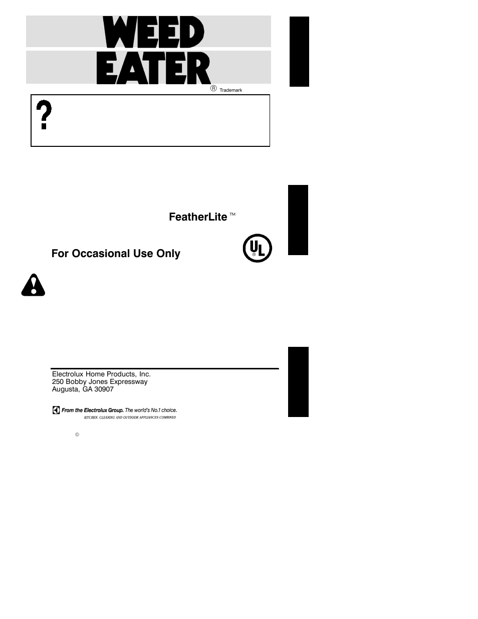 Electrolux WEEDEATER User Manual | 11 pages