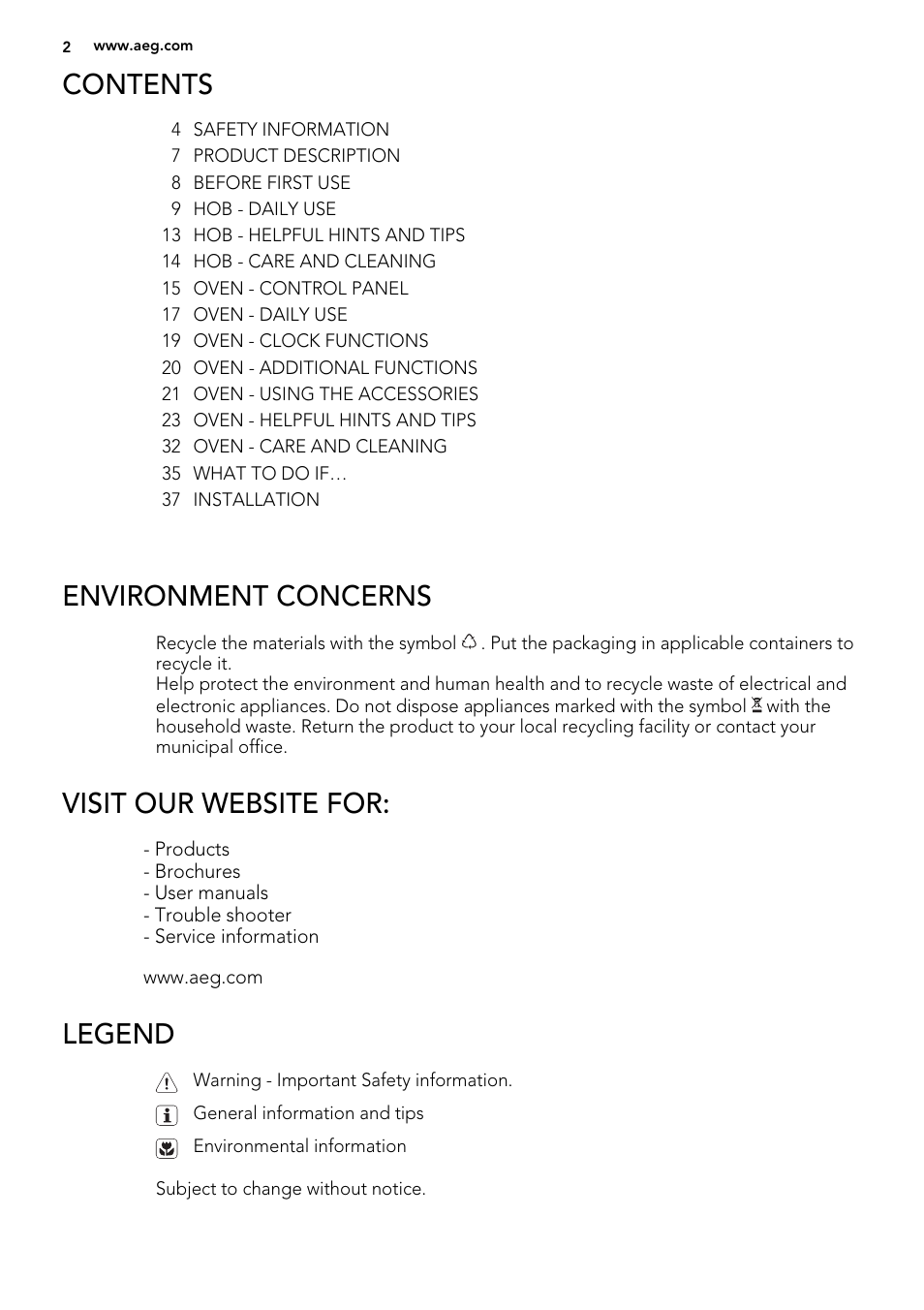AEG 49002VMN User Manual | Page 2 / 44