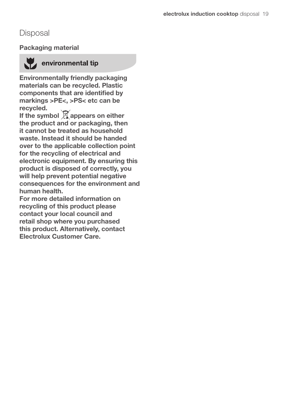 Disposal | Electrolux EHD90LLUM User Manual | Page 23 / 30
