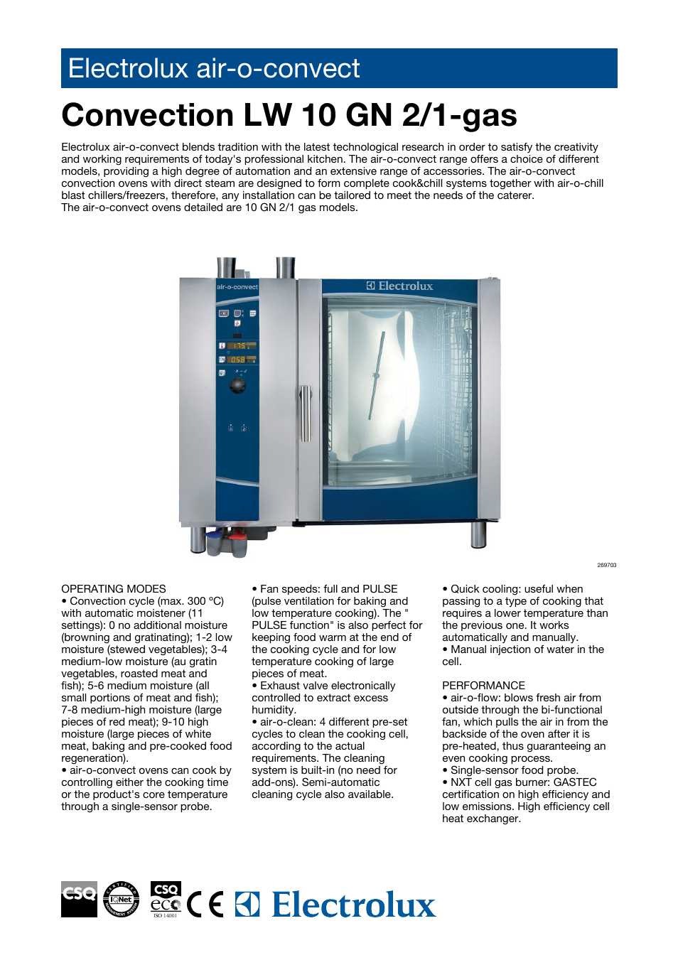 Electrolux Air-O-Convect AOS102GCD1 User Manual | 4 pages