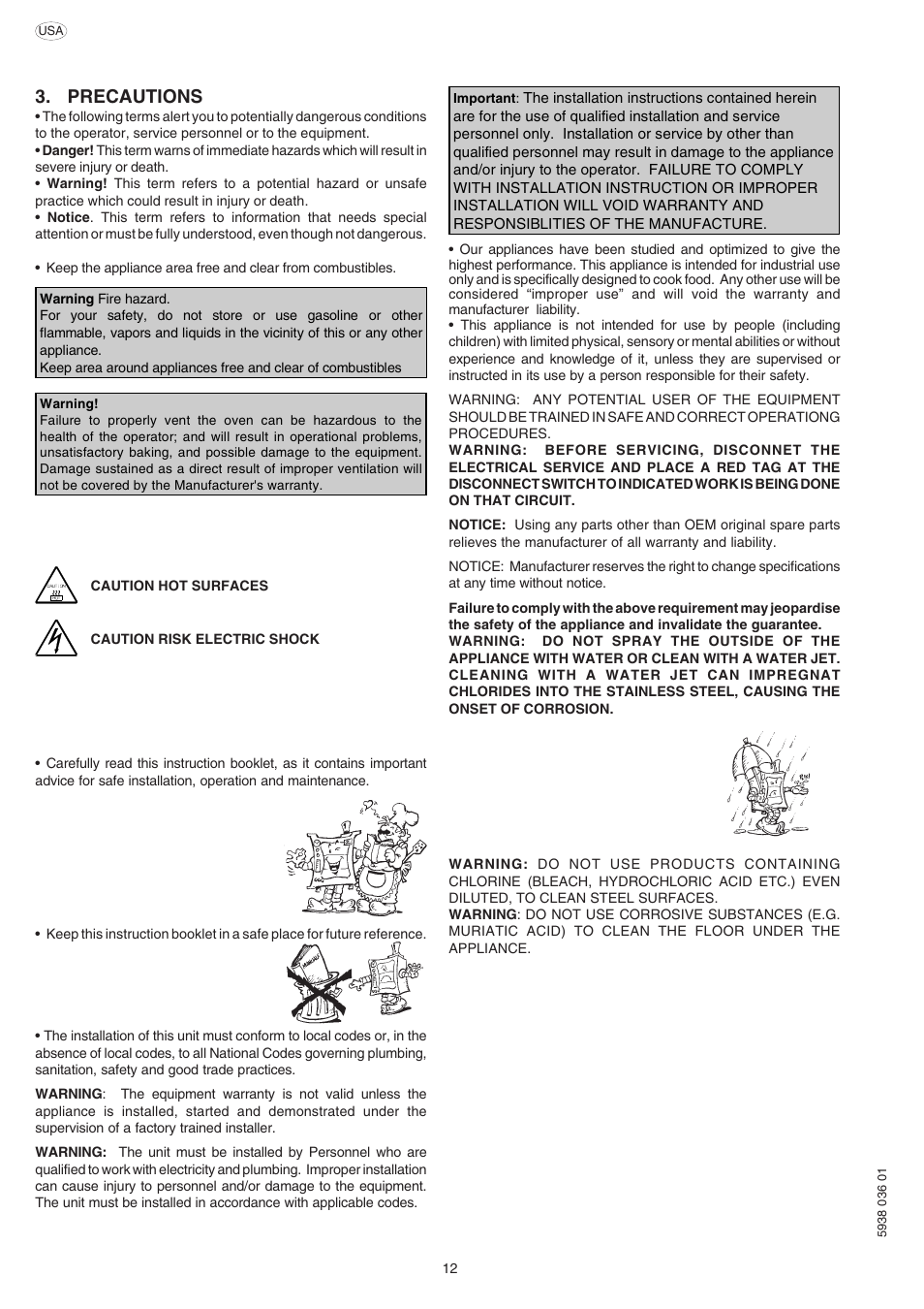 Precautions | Electrolux 269555 User Manual | Page 12 / 32