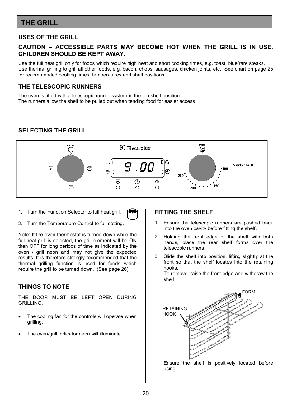 The grill | Electrolux U24292 EOS 5330L User Manual | Page 20 / 36