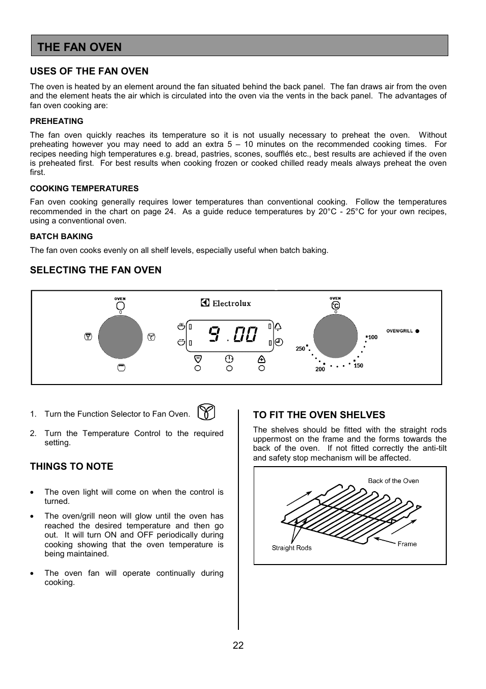 The fan oven | Electrolux U24292 EOS 5330L User Manual | Page 22 / 36