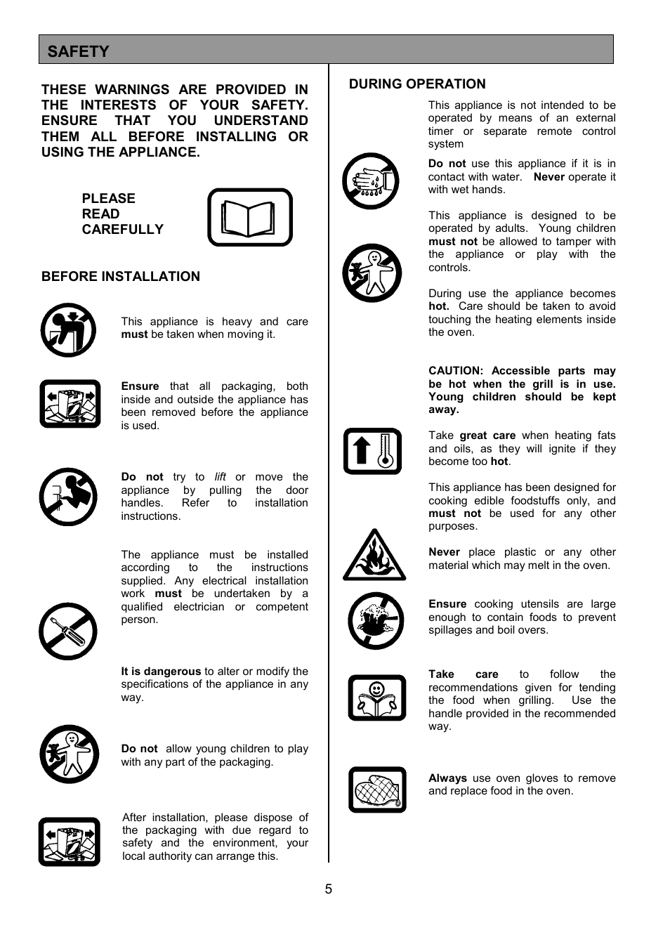 Safety | Electrolux U24292 EOS 5330L User Manual | Page 5 / 36