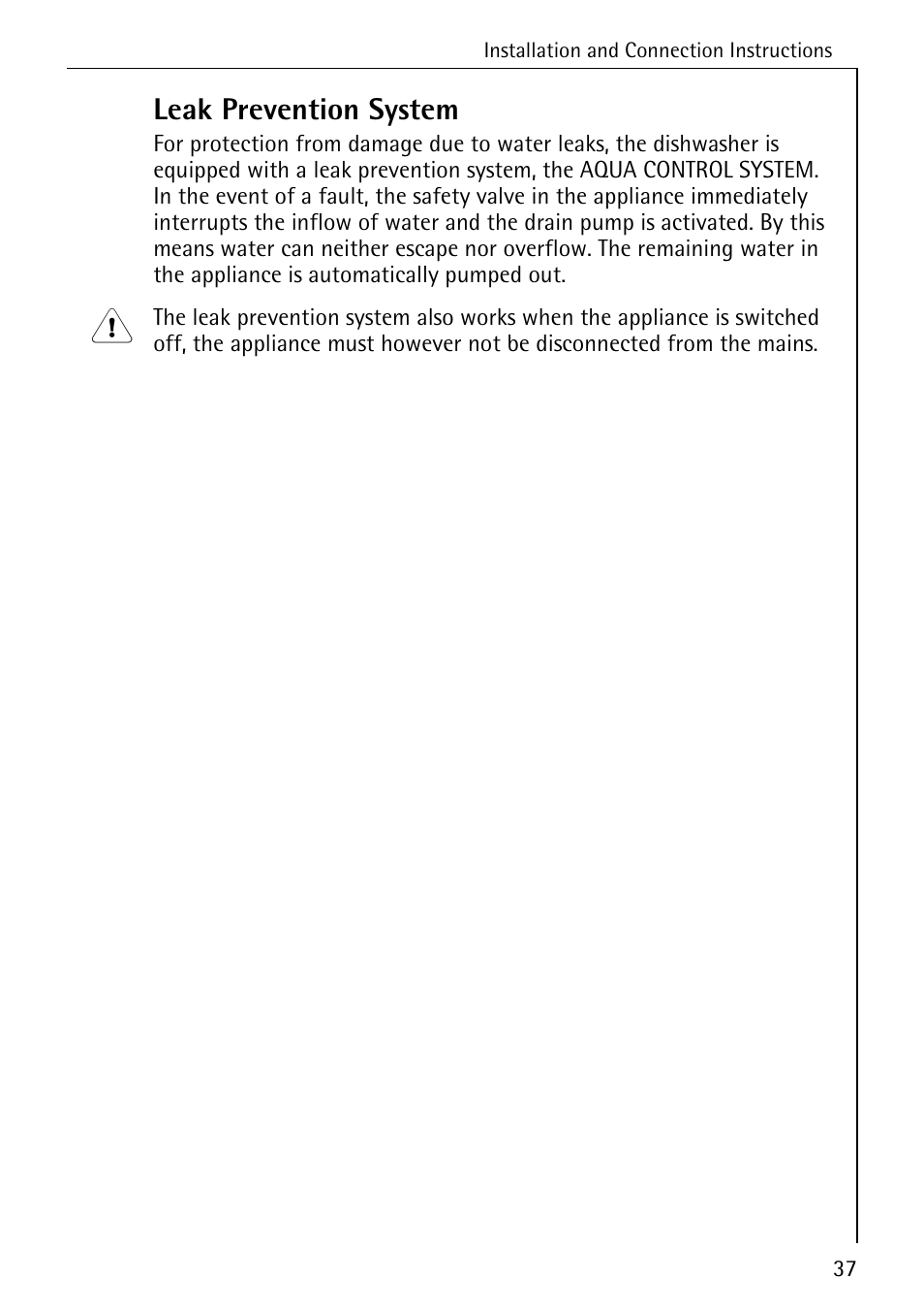 Leak prevention system | Electrolux 40660 i User Manual | Page 37 / 44