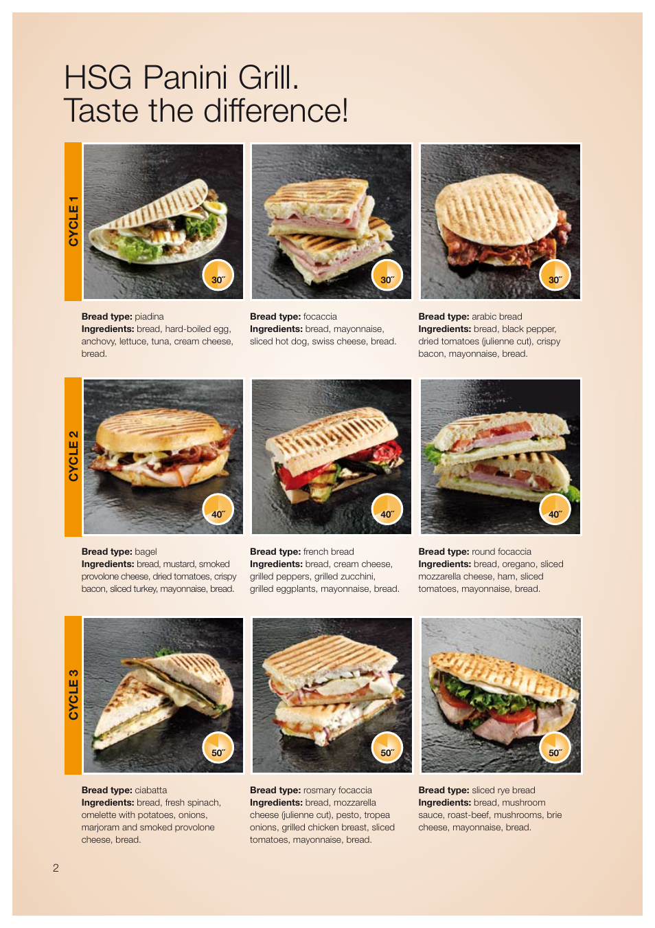 Hsg panini grill. taste the difference | Electrolux HSG User Manual | Page 2 / 8