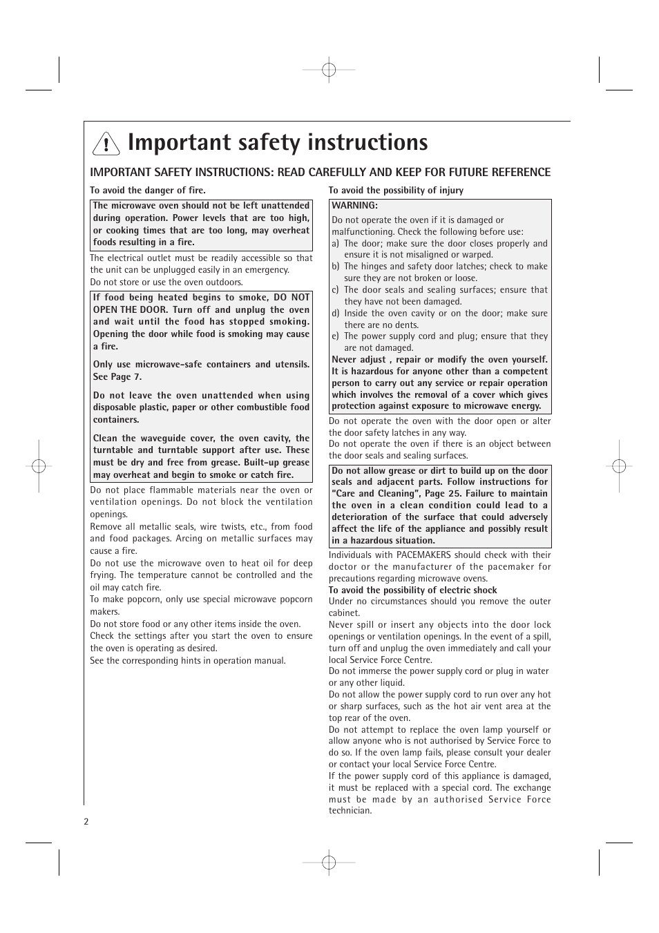 Important safety instructions | Electrolux MC1751E User Manual | Page 4 / 36