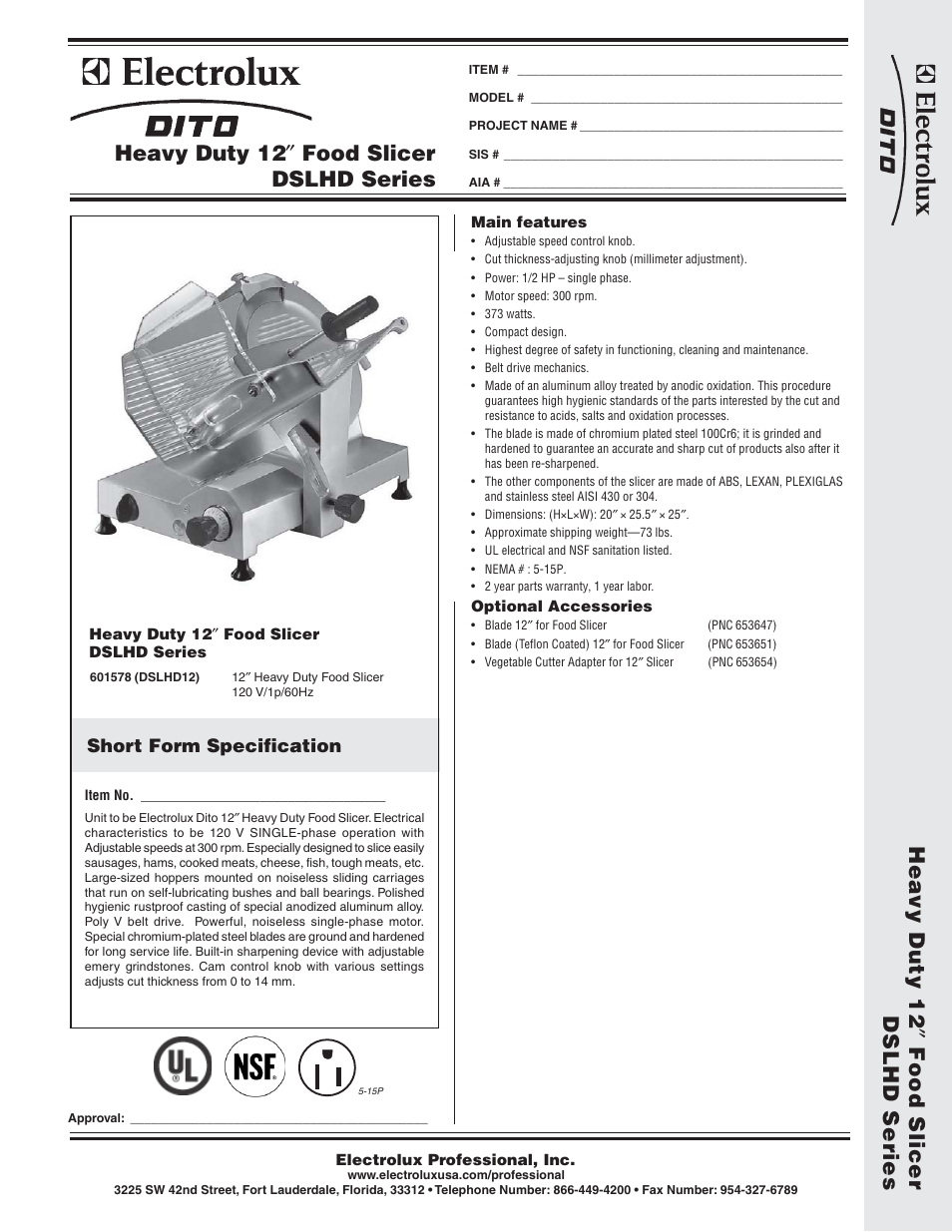 Electrolux Dito DSLHD12 User Manual | 2 pages