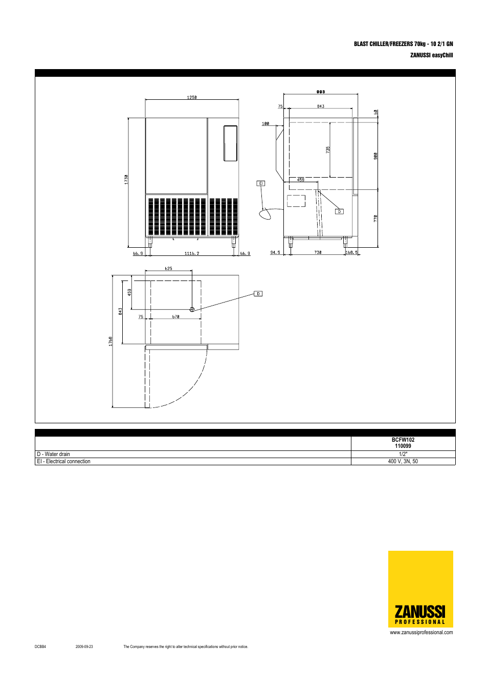 Zanussi | Electrolux ZANUSSI EasyChill BCFW102 User Manual | Page 3 / 3