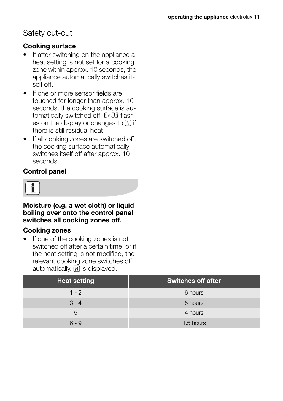 Safety cut-out | Electrolux EHS 60020 K User Manual | Page 11 / 32