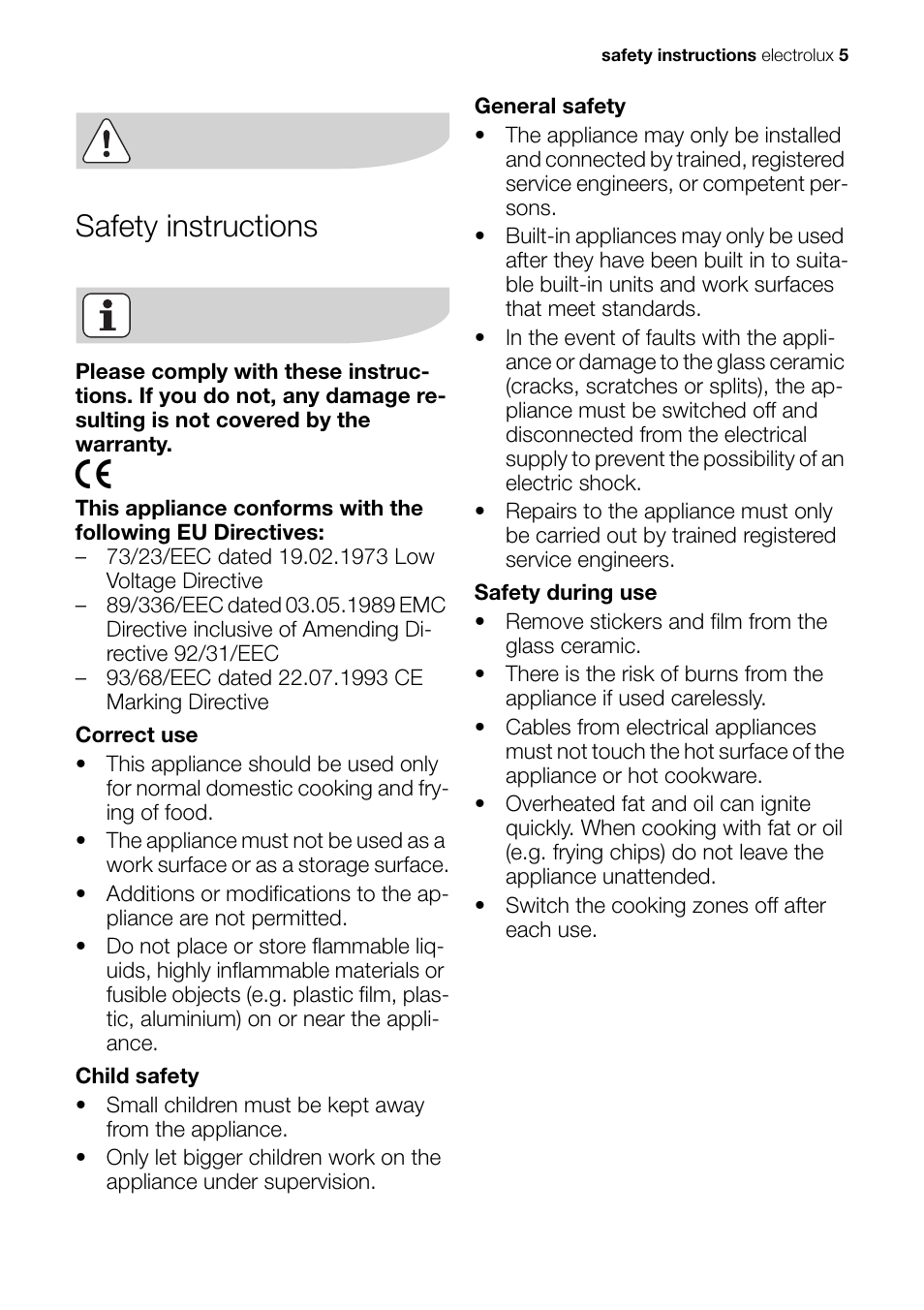 Safety instructions | Electrolux EHS 60020 K User Manual | Page 5 / 32