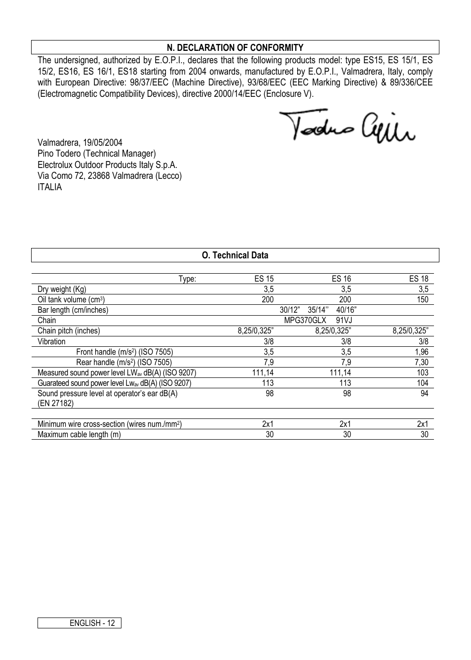 Electrolux Chain Saw User Manual | Page 16 / 16