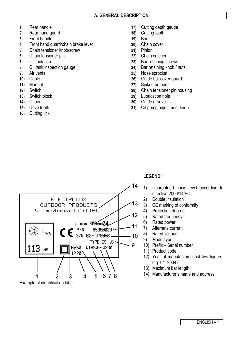 Electrolux Chain Saw User Manual | Page 5 / 16