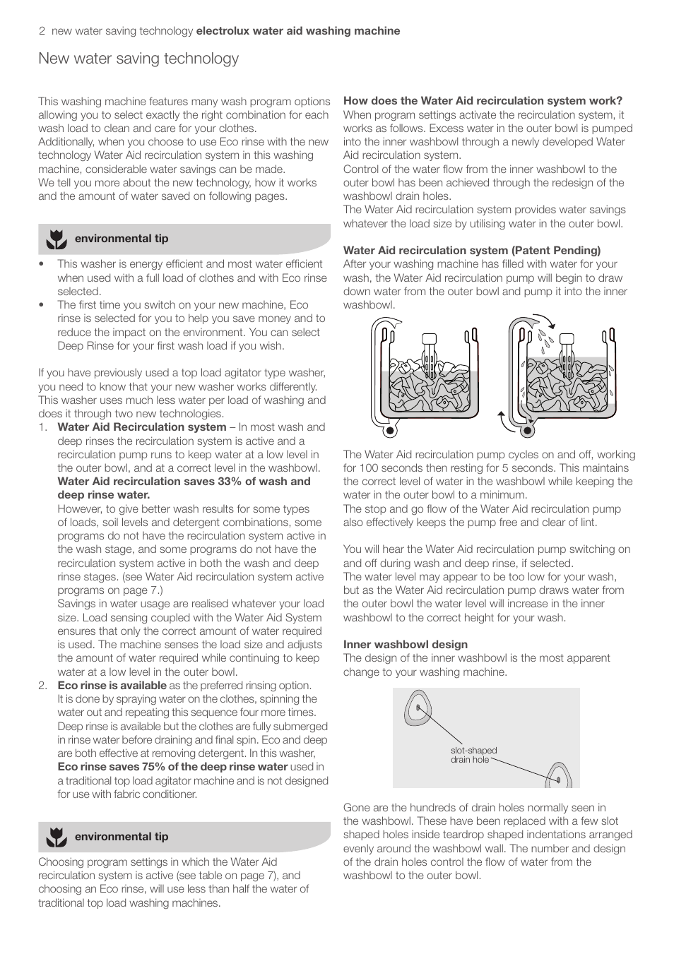 New water saving technology | Electrolux EWT606 User Manual | Page 6 / 26