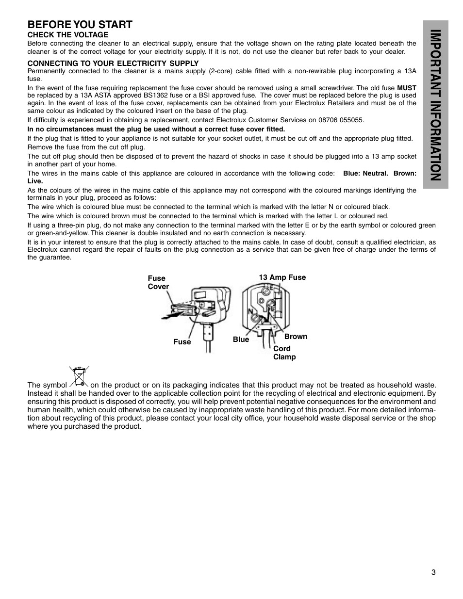 Before you start | Electrolux Z5600 Series User Manual | Page 3 / 16