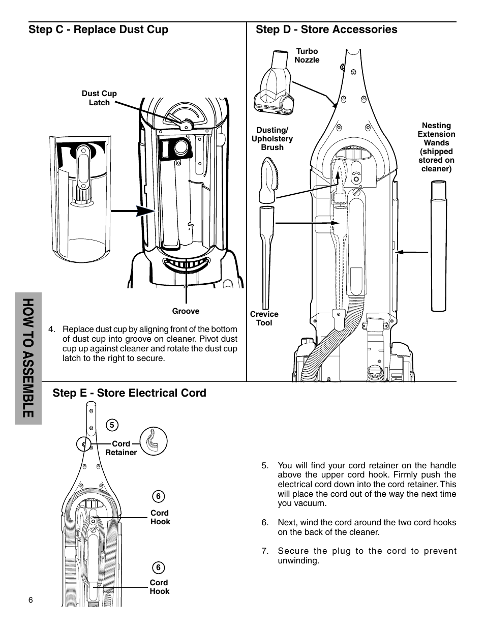 Step c - replace dust cup | Electrolux Z5600 Series User Manual | Page 6 / 16