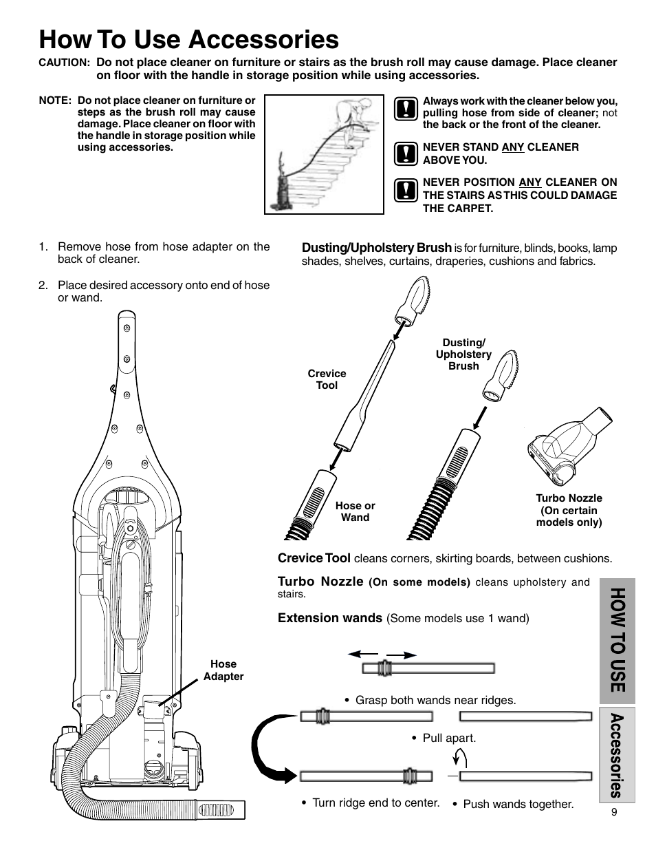 How to use accessories | Electrolux Z5600 Series User Manual | Page 9 / 16