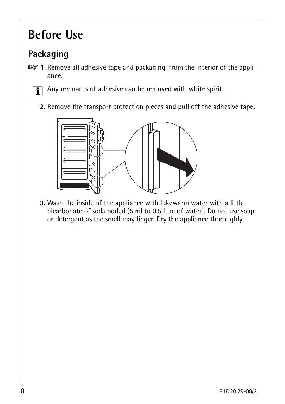 Before use, Packaging | Electrolux 2494-6 GA User Manual | Page 8 / 32