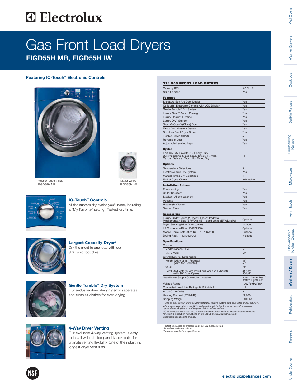 Electrolux IQ-TOUCH EIGD55H MB User Manual | 2 pages