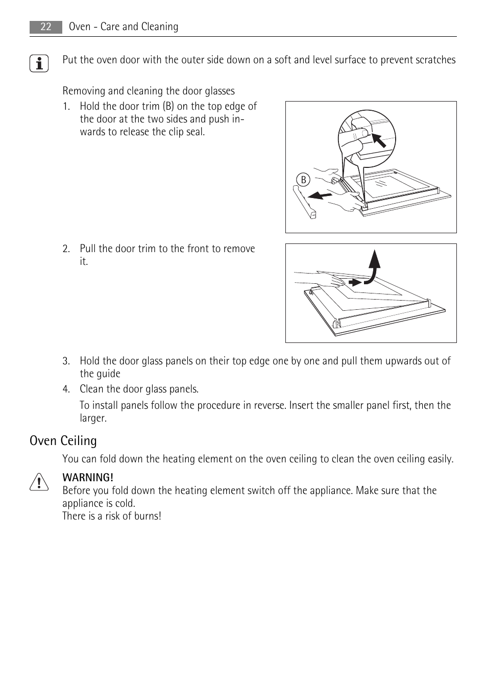 Oven ceiling | Electrolux 30006VE User Manual | Page 22 / 28