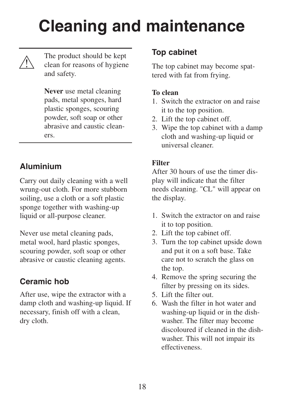 Cleaning and maintenance | Electrolux FM 2500DD-A User Manual | Page 18 / 40