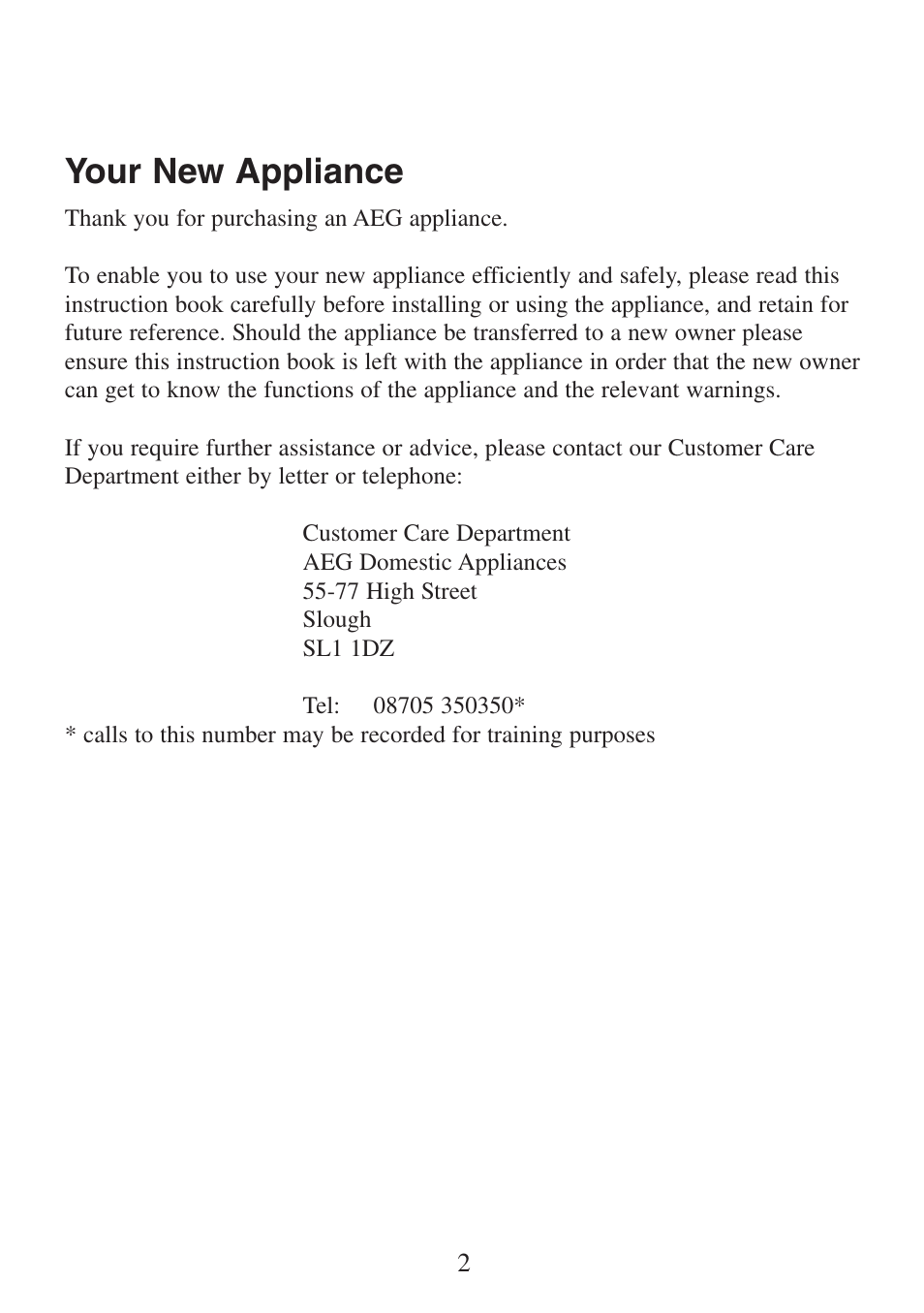 Your new appliance | Electrolux FM 2500DD-A User Manual | Page 2 / 40