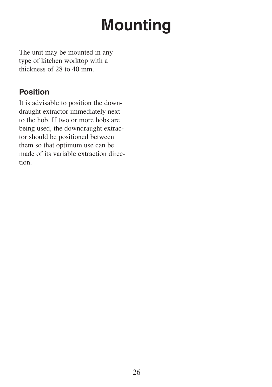 Mounting | Electrolux FM 2500DD-A User Manual | Page 26 / 40