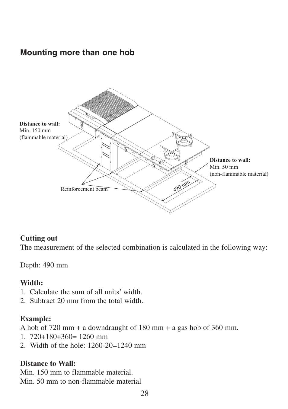 28 mounting more than one hob | Electrolux FM 2500DD-A User Manual | Page 28 / 40