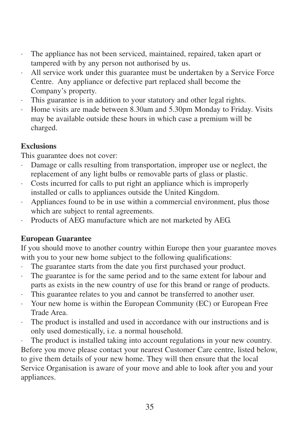 Electrolux FM 2500DD-A User Manual | Page 35 / 40