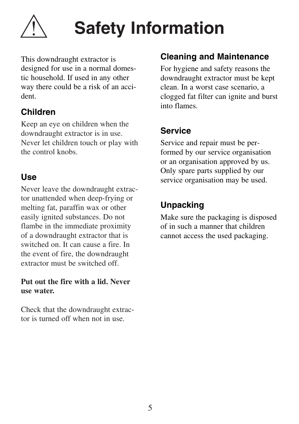 Safety information | Electrolux FM 2500DD-A User Manual | Page 5 / 40