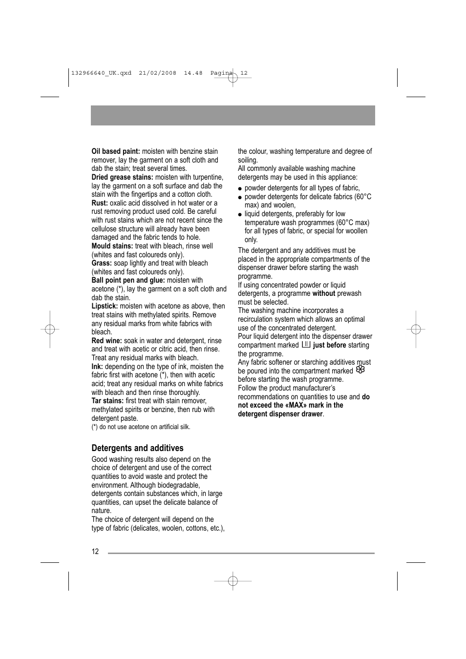 Electrolux AW 1402 W User Manual | Page 12 / 28
