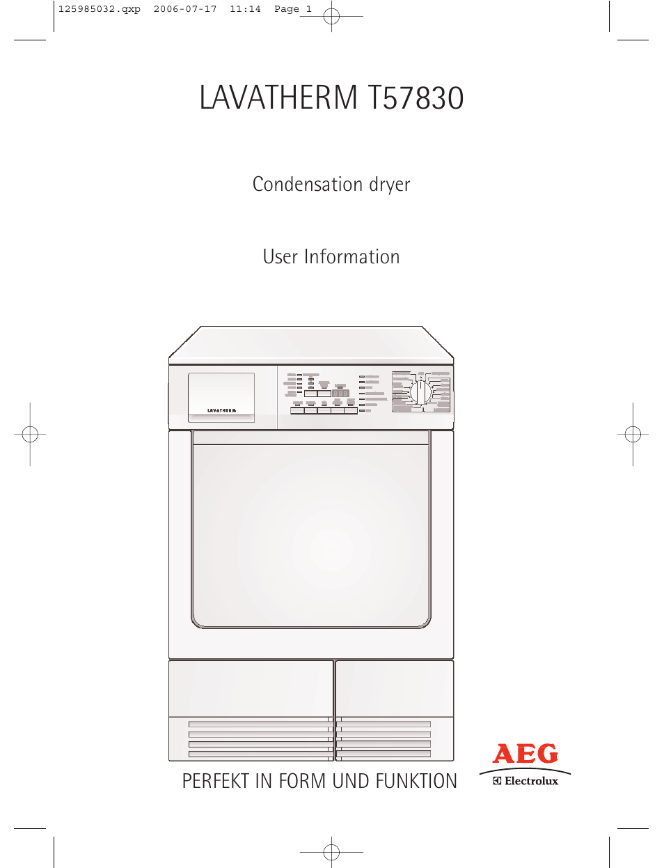 Electrolux LAVATHERM T57830 User Manual | 33 pages