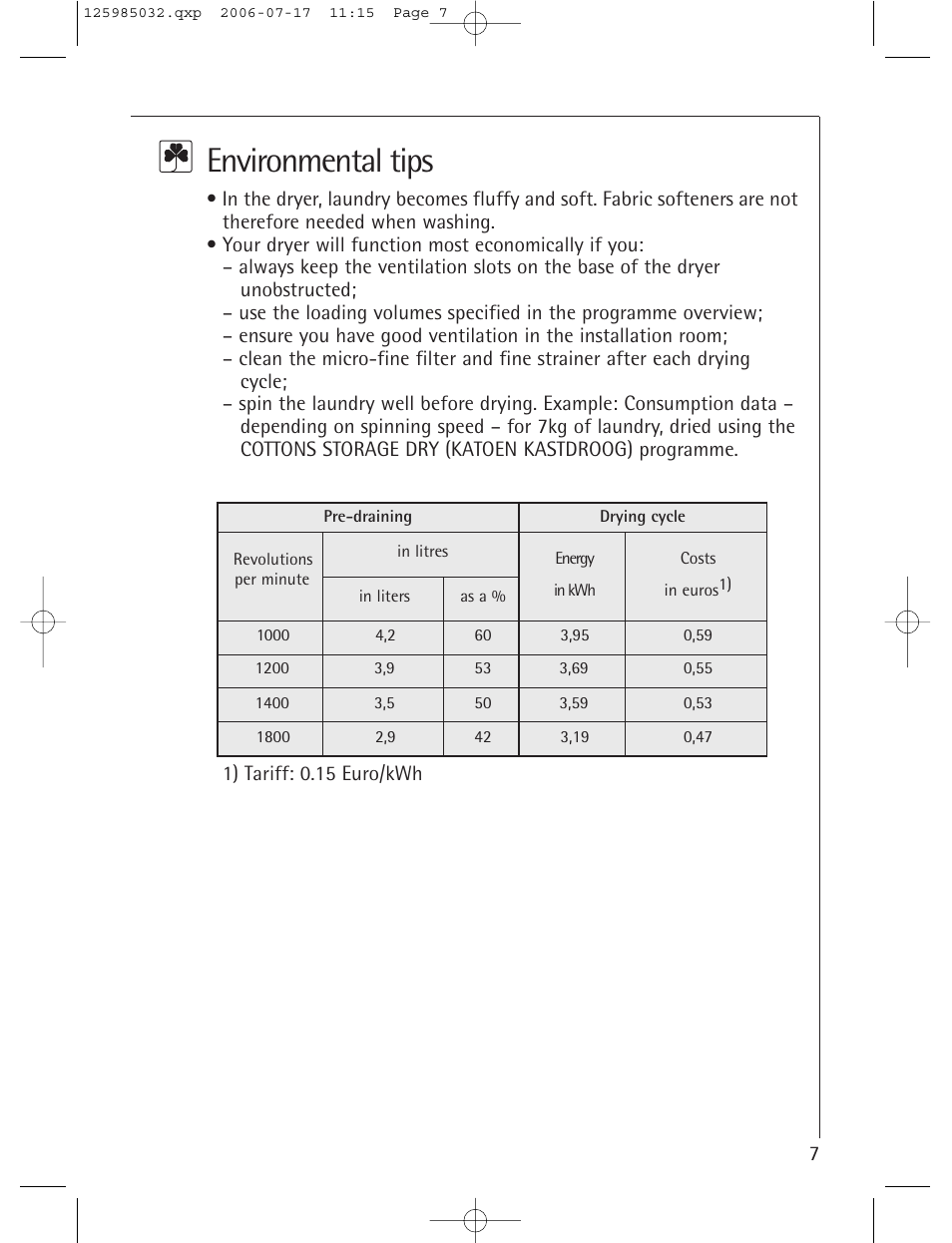 Environmental tips | Electrolux LAVATHERM T57830 User Manual | Page 7 / 33